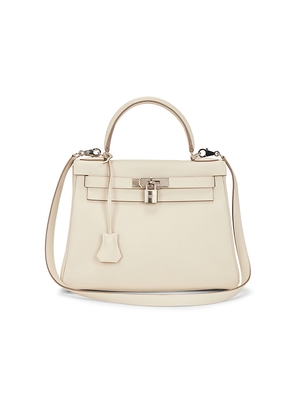 FWRD Renew Hermes Togo Kelly 28 Retourne Handbag in Cream.