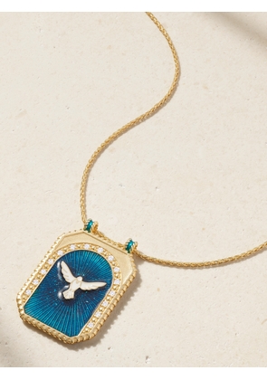 Marie Lichtenberg - Peace Scapular 18-karat Gold, Diamond And Enamel Necklace - Blue - One size