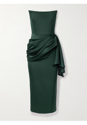 Alex Perry - Strapless Draped Satin-crepe Midi Dress - Green - UK 4,UK 6,UK 8,UK 10,UK 12