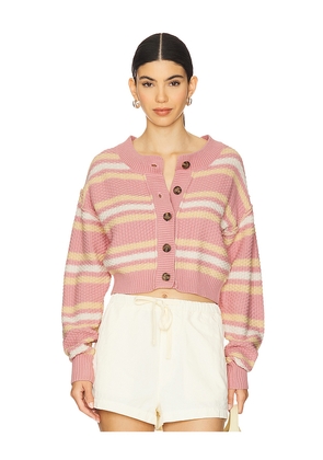 Free People Lila Stripe Cardi in Pink. Size L. Also in XS, S, M, XL.