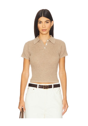 Guest In Residence Shrunken Cashmere Polo Top in Taupe. Size L. Also in XL.