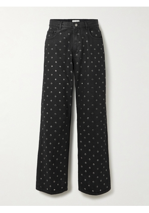 Haikure - Bonnie Embellished High-rise Straight-leg Jeans - Black - 24,25,26,27,28,29,30