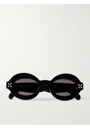 Alaïa - Oval-frame Acetate Sunglasses - Black - One size