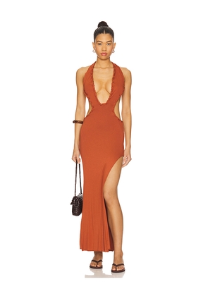 Indah Isla Solid Braided Maxi Dress in Cognac. Size L. Also in M.