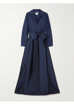 BERNADETTE - Beatrice Belted Taffeta Maxi Shirt Dress - Blue - FR 34,FR 36,FR 38,FR 40,FR 42,FR 44,FR 46