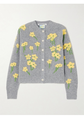 BERNADETTE - Nona Floral-jacquard Wool-blend Bouclé Cardigan - Gray - x small,small,medium,large,x large