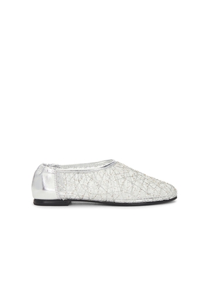 SIMKHAI Eden Ballet Flat in Metallic Silver. Size 37. Also in 38, 39.