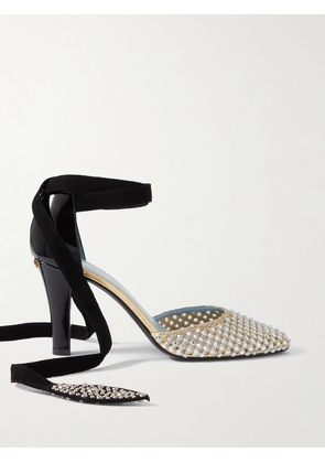 Valentino Garavani - 85 Suede-trimmed Embellished Metallic Mesh And Patent-leather Pumps - Neutrals - IT36,IT36.5,IT37,IT37.5,IT38,IT38.5,IT39,IT39.5,IT40,IT40.5,IT41,IT42