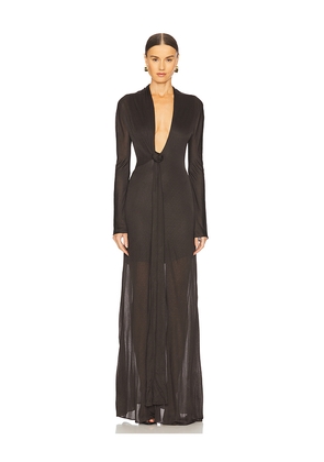 GIUSEPPE DI MORABITO Plunging Maxi Dress in Chocolate. Size 36. Also in 40.