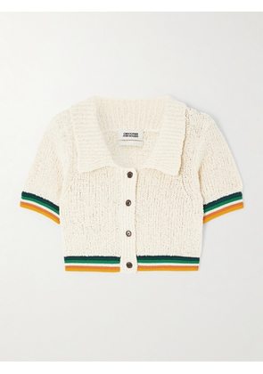 Christopher John Rogers - Cropped Striped Cotton-blend Bouclé Shirt - Off-white - x small,small,medium,large