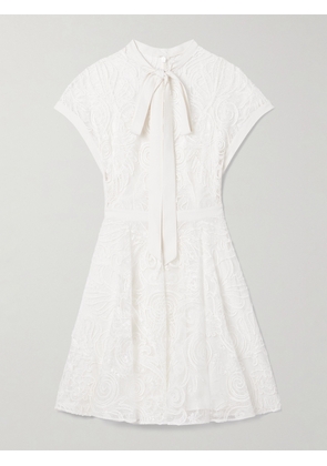 Zuhair Murad - Tie-detailed Crepe-trimmed Corded Lace Mini Dress - White - FR 34,FR 36,FR 38,FR 40,FR 42