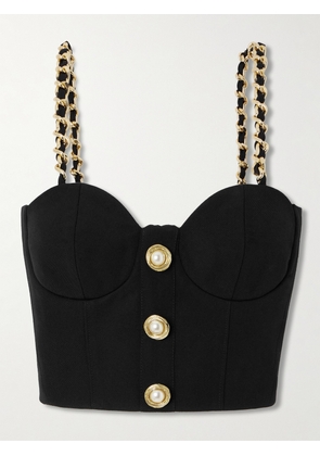 Balmain - Embellished Wool Bustier Top - Black - FR 34,FR 36,FR 38,FR 40,FR 42