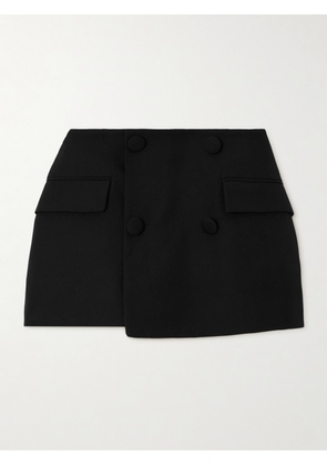 Balmain - Wrap-effect Button-embellished Wool Shorts - Black - FR 34,FR 36,FR 38,FR 40,FR 42,FR 44,FR 46