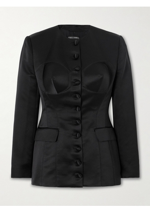 Dolce & Gabbana - Padded Silk-satin Blazer - Black - IT38,IT40,IT42,IT44,IT46,IT48