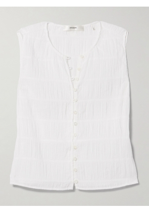 FRAME - Shirred Cotton-blend Voile Tank - White - xx small,x small,small,medium,large,x large