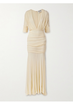 TOVE - Devi Draped Gathered Jersey Maxi Dress - Yellow - FR 34,FR 36,FR 38,FR 40,FR 42