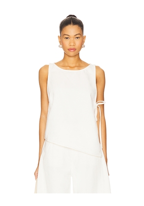 GRLFRND Marion Tencel Side Tie Top in White. Size L. Also in S, M, XL.