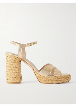 Stuart Weitzman - Dayna Metallic Leather Platform Sandals - Gold - US5,US5.5,US6,US6.5,US7,US7.5,US8,US8.5,US9,US9.5,US10,US10.5,US11,US12