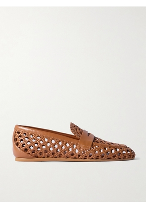 Stuart Weitzman - Thea Woven Leather Loafers - Brown - US5,US5.5,US6,US6.5,US7,US7.5,US8,US8.5,US9,US9.5,US10,US10.5,US11,US11.5