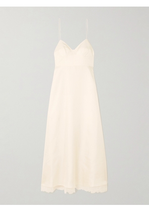 RÓHE - Tie-back Lace-trimmed Silk Maxi Dress - Cream - FR 34,FR 36,FR 38,FR 40,FR 42