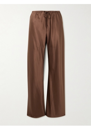 Veronica Beard - Billie Silk-blend Satin Straight-leg Pants - Brown - x small,small,medium,large,x large