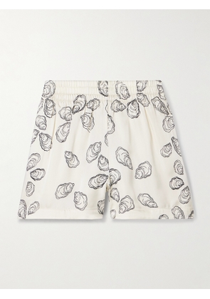 Anine Bing - Kam Printed Silk-blend Charmeuse Shorts - Off-white - x small,small,medium,large