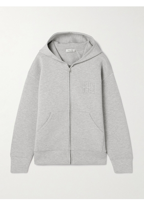 Anine Bing - Embossed Stretch-jersey Hoodie - Gray - x small,small,medium,large