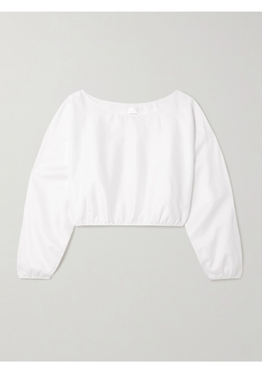LESET - Yoko Cropped Gathered Cotton-poplin Top - White - x small,small,medium,large,x large