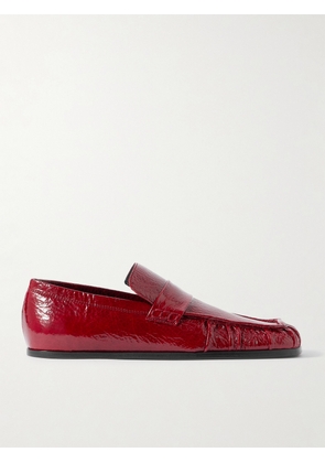 Jil Sander - Crinkled Glossed-leather Loafers - Red - IT36,IT36.5,IT37,IT37.5,IT38,IT38.5,IT39,IT39.5,IT40,IT40.5,IT41
