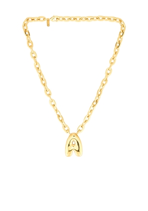 joolz by Martha Calvo Bubble Letter Necklace in Metallic Gold. Size B. Also in L.