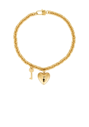 joolz by Martha Calvo Heart Lock Necklace in Metallic Gold.