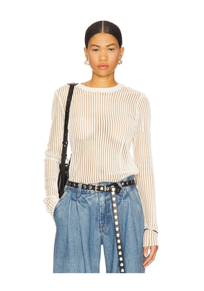 Helmut Lang Stripe Crew Top in Ivory. Size L. Also in S, XS, M.