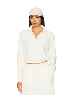 Good American Air Soft Sculpting Half Zip Sweatshirt in White. Size XS. Also in XXL/2X.