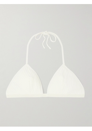 Eres - The Vogue Extra Grosgrain-trimmed Jacquard Triangle Halterneck Bikini Top - Off-white - FR 38,FR 40,FR 42,FR 44
