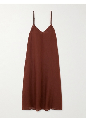 Eres - L'intemporel Snob Linen Midi Dress - Brown - small,medium,large