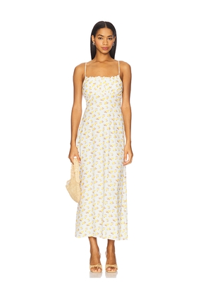 FAITHFULL THE BRAND Phaedra Midi Dress in White. Size L. Also in XS, S, XL.