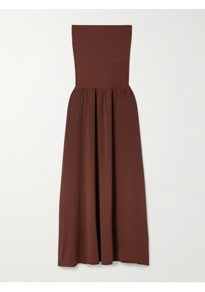 Eres - Oda Strapless Stretch-jersey Maxi Dress - Brown - small,medium,large