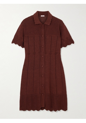 Eres - Chimère Onirique Open-knit Cotton-blend Dress - Brown - FR 36,FR 38,FR 40,FR 42