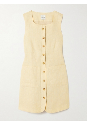 Posse - Emma Linen Mini Dress - Yellow - xx small,x small,small,medium,large,x large
