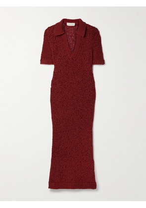 LIBEROWE - Open-knit Organic Cotton-blend Maxi Dress - Red - x small,small,medium,large,x large