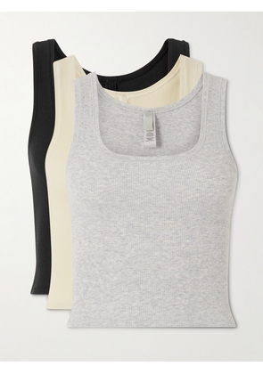 SKIMS - Cotton Rib Tank 3-pack - Bone, Light Heather Gray, Soot - Multi - XXS,XS,S,M,L,XL,2XL,3XL,4XL