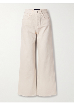 Veronica Beard - Taylor Frayed High-rise Wide-leg Jeans - Ecru - 24,25,26,27,28,29,30,31,32