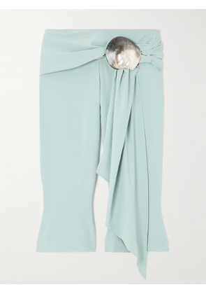 Conner Ives - Cropped Embellished Stretch Recycled-satin Skinny Pants - Blue - x small,small,medium,large