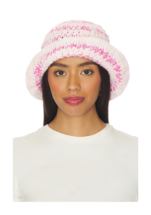 Ganni Cotton Melange Crochet Bucket Hat in Pink. Size M-L. Also in XS-S.