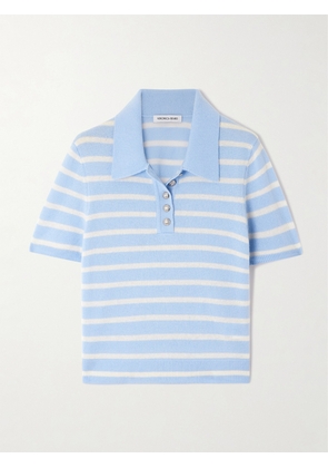 Veronica Beard - Brandt Striped Cashmere Polo Shirt - Blue - x small,small,medium,large,x large
