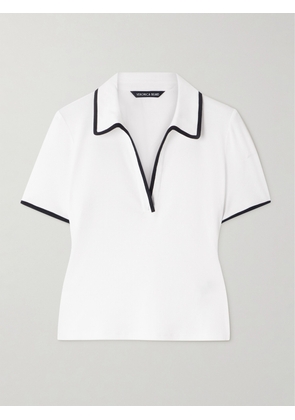 Veronica Beard - Kearney Ribbed Stretch-cotton Polo Shirt - White - x small,small,medium,large,x large