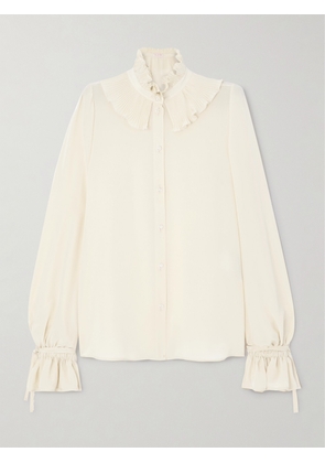 Valentino Garavani - Ruffled Silk Crepe De Chine Shirt - Neutrals - IT36,IT38,IT40,IT42,IT44,IT46,IT48