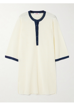 Eres - Albatros Open-knit Cotton-blend Mini Dress - Ecru - small,medium,large