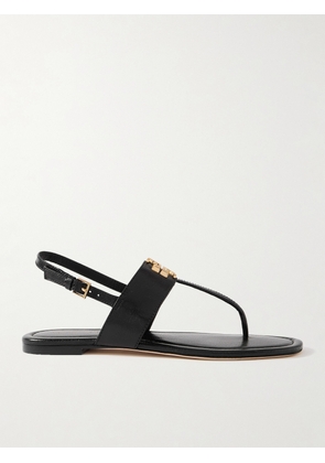 Tory Burch - Eleanor Embellished Leather Sandals - Black - US5,US6,US6.5,US7,US7.5,US8,US8.5,US9,US9.5,US10,US10.5,US11