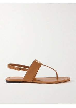 Tory Burch - Eleanor Embellished Leather Sandals - Brown - US5,US6,US6.5,US7,US7.5,US8,US8.5,US9,US9.5,US10,US10.5,US11